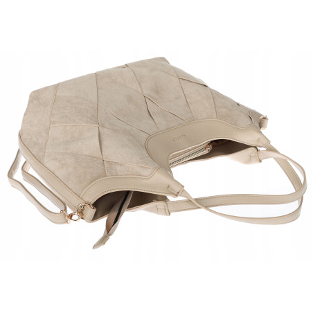 Torebka zamszowa damska shopper Listonoszka pojemna elegancka CM9871 Beżowa