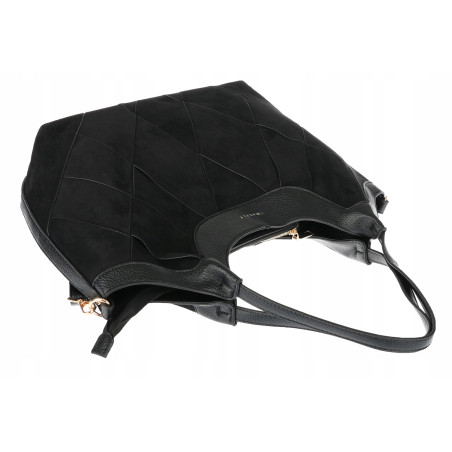 Torebka zamszowa damska shopper Listonoszka pojemna elegancka CM9871 Czarna
