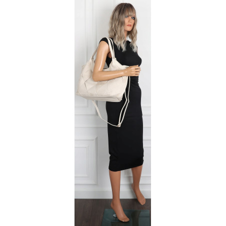 Torebka zamszowa damska shopper Listonoszka pojemna elegancka CM9871 Beżowa