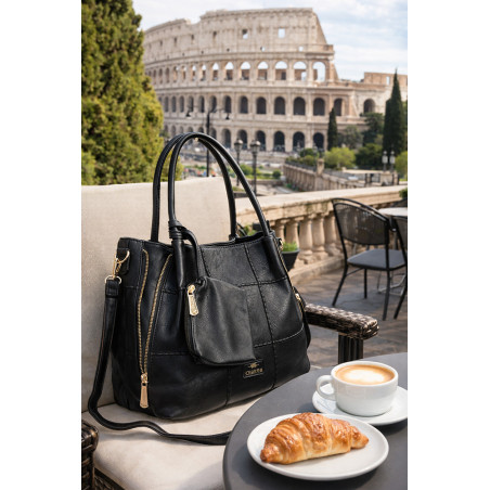 Torebka Damska Shopperka Pojemna Duża A4 Modna Torba kuferek CH3327 Czarna