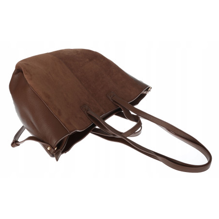 Torebka Damska Shopperka łódka Pojemna Duża Torba zamszowa R961 Czekoladowa