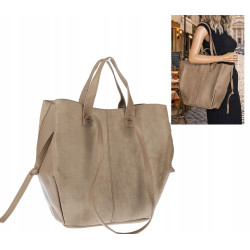 Torebka Damska Shopperka łódka Pojemna Duża Torba zamszowa R961 Beżowa