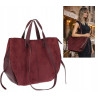 Torebka Damska Shopperka łódka Pojemna Duża Torba zamszowa R961 Bordowa