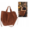 Torebka Damska Shopperka łódka Pojemna Duża Torba zamszowa R961 Brązowa