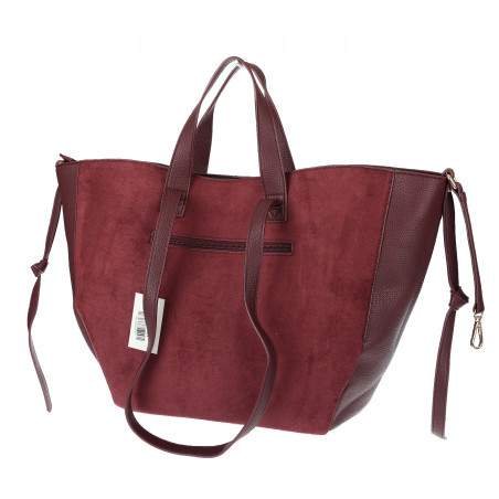 Torebka Damska Shopperka łódka Pojemna Duża Torba zamszowa R961 Bordowa