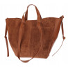 Torebka Damska Shopperka łódka Pojemna Duża Torba zamszowa R961 Brązowa