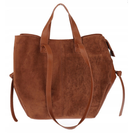 Torebka Damska Shopperka łódka Pojemna Duża Torba zamszowa R961 Brązowa