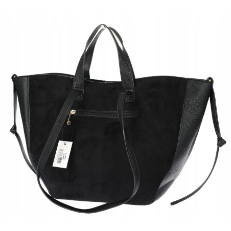 Torebka Damska Shopperka łódka Pojemna Duża Torba zamszowa R961 Czarna