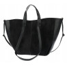 Torebka Damska Shopperka łódka Pojemna Duża Torba zamszowa R961 Czarna