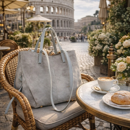 Torebka Damska Shopperka łódka Pojemna Duża Torba zamszowa CM9872 Szara