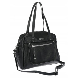 Elegancka torebka damska SWEET YEARS A4 pojemna eko skóra pasek 4104 Czarna