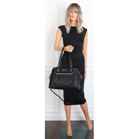 Elegancka torebka damska SWEET YEARS A4 pojemna eko skóra pasek 4104 Czarna