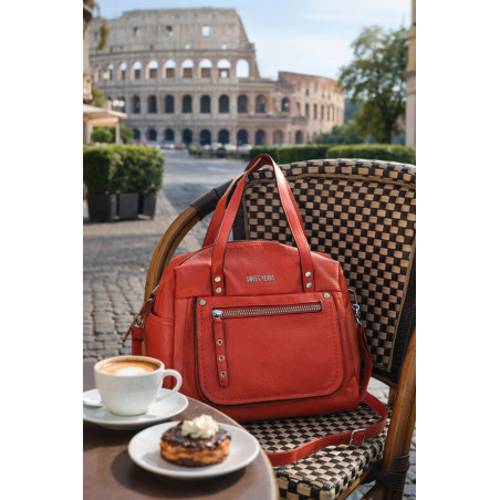 Elegancka torebka damska SWEET YEARS A4 eko skóra pasek 4104 Czerwona