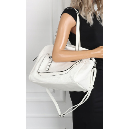 Elegancka torebka damska SWEET YEARS A4 pojemna eko skóra pasek 4104 Biała