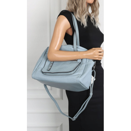 Elegancka torebka damska SWEET YEARS A4 eko skóra pasek 4104 Niebieska