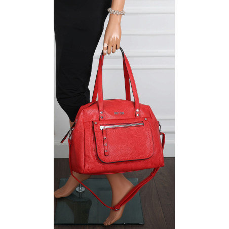 Elegancka torebka damska SWEET YEARS A4 eko skóra pasek 4104 Czerwona