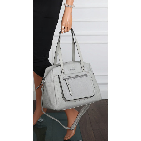 Elegancka torebka damska SWEET YEARS A4 eko skóra pasek 4104 Szara