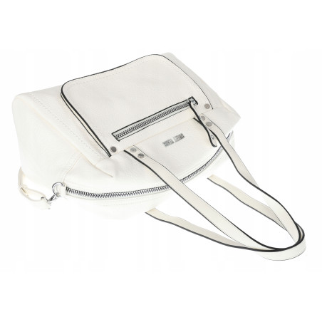 Elegancka torebka damska SWEET YEARS A4 pojemna eko skóra pasek 4104 Biała