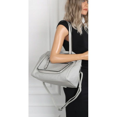 Elegancka torebka damska SWEET YEARS A4 eko skóra pasek 4104 Szara