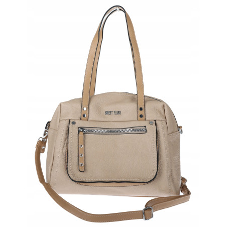 Elegancka torebka damska SWEET YEARS A4 eko skóra pasek 4104 Beżowa