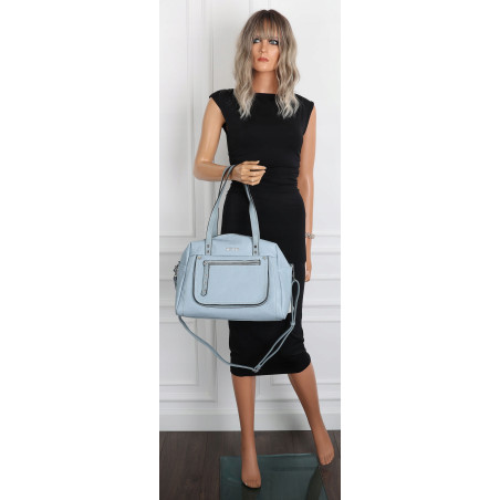 Elegancka torebka damska SWEET YEARS A4 eko skóra pasek 4104 Niebieska