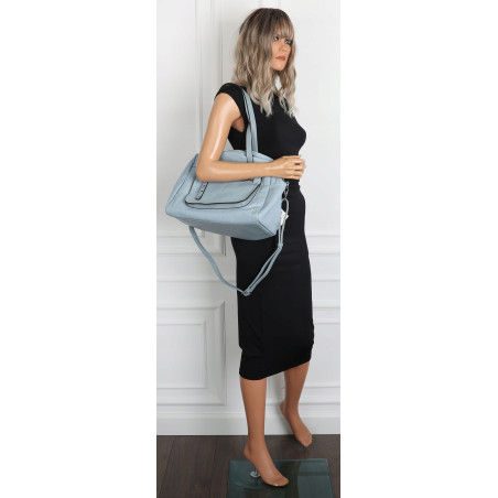 Elegancka torebka damska SWEET YEARS A4 eko skóra pasek 4104 Niebieska