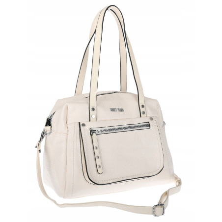 Elegancka torebka damska SWEET YEARS A4 eko skóra pasek 4104 Beżowa