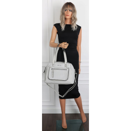 Elegancka torebka damska SWEET YEARS A4 eko skóra pasek 4104 Szara