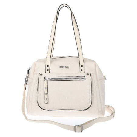 Elegancka torebka damska SWEET YEARS A4 eko skóra pasek 4104 Beżowa