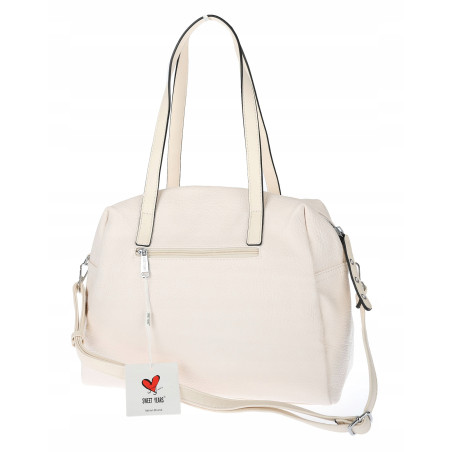 Elegancka torebka damska SWEET YEARS A4 eko skóra pasek 4104 Beżowa
