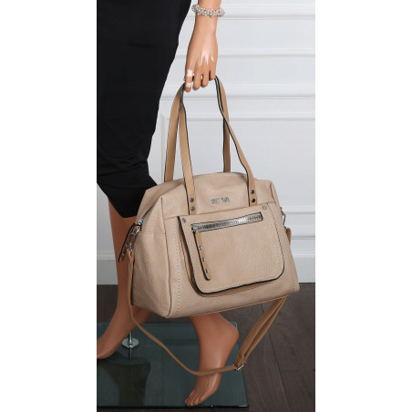 Elegancka torebka damska SWEET YEARS A4 eko skóra pasek 4104 Beżowa