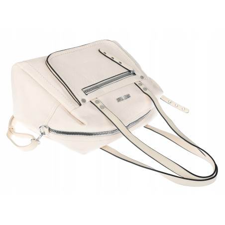 Elegancka torebka damska SWEET YEARS A4 eko skóra pasek 4104 Beżowa