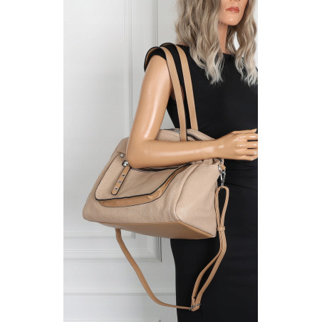 Elegancka torebka damska SWEET YEARS A4 eko skóra pasek 4104 Beżowa