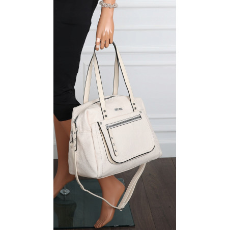 Elegancka torebka damska SWEET YEARS A4 eko skóra pasek 4104 Beżowa