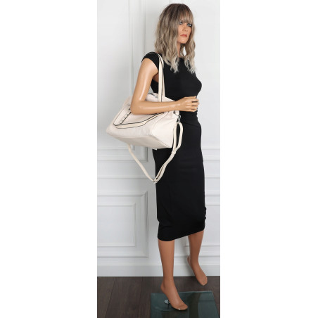 Elegancka torebka damska SWEET YEARS A4 eko skóra pasek 4104 Beżowa