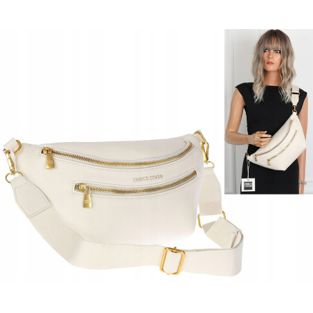 Torebka Damska nerka Listonoszka włoskiej marki Enrico Coveri EC2151 Beżowa