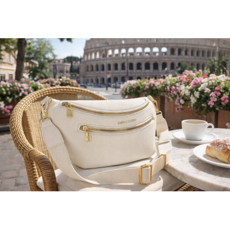 Torebka Damska nerka Listonoszka włoskiej marki Enrico Coveri EC2151 Beżowa