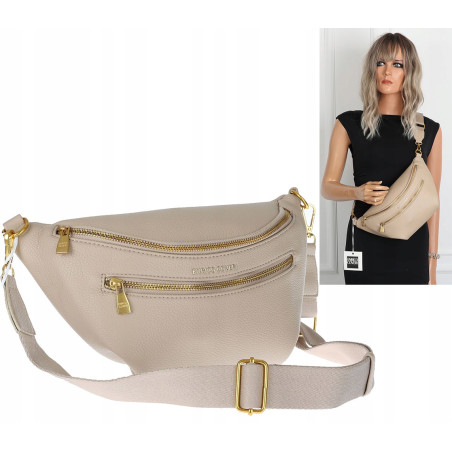 Torebka Damska nerka Listonoszka włoskiej marki Enrico Coveri EC2151 Beżowa