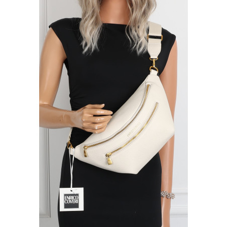 Torebka Damska nerka Listonoszka włoskiej marki Enrico Coveri EC2151 Beżowa