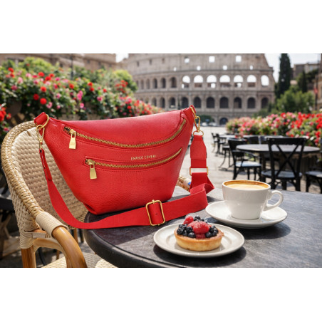 Torebka Damska Listonoszka włoskiej marki Enrico Coveri EC2151 Czerwona
