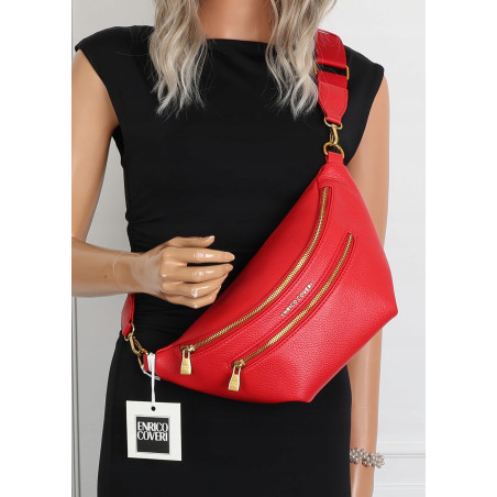 Torebka Damska Listonoszka włoskiej marki Enrico Coveri EC2151 Czerwona