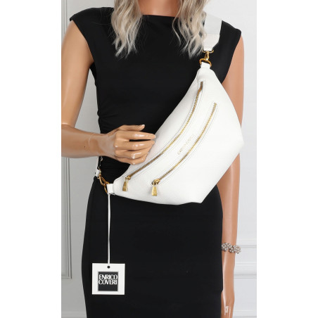 Torebka Damska nerka Listonoszka włoskiej marki Enrico Coveri EC2151 Biała