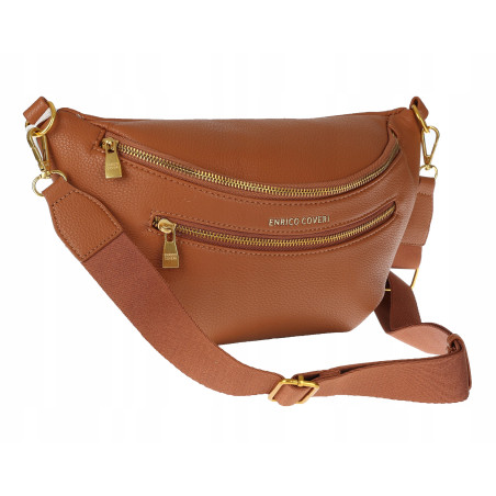 Torebka Damska Listonoszka włoskiej marki Enrico Coveri EC2151 Brązowa