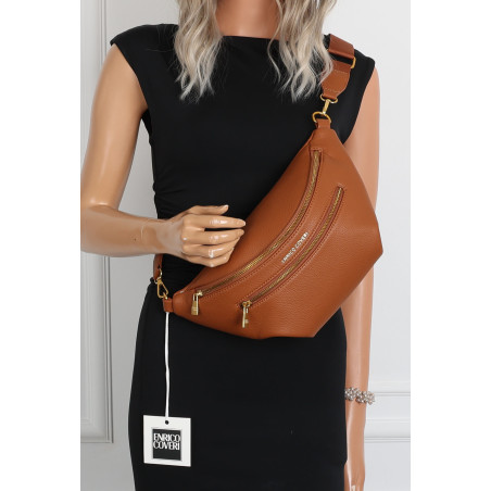 Torebka Damska Listonoszka włoskiej marki Enrico Coveri EC2151 Brązowa