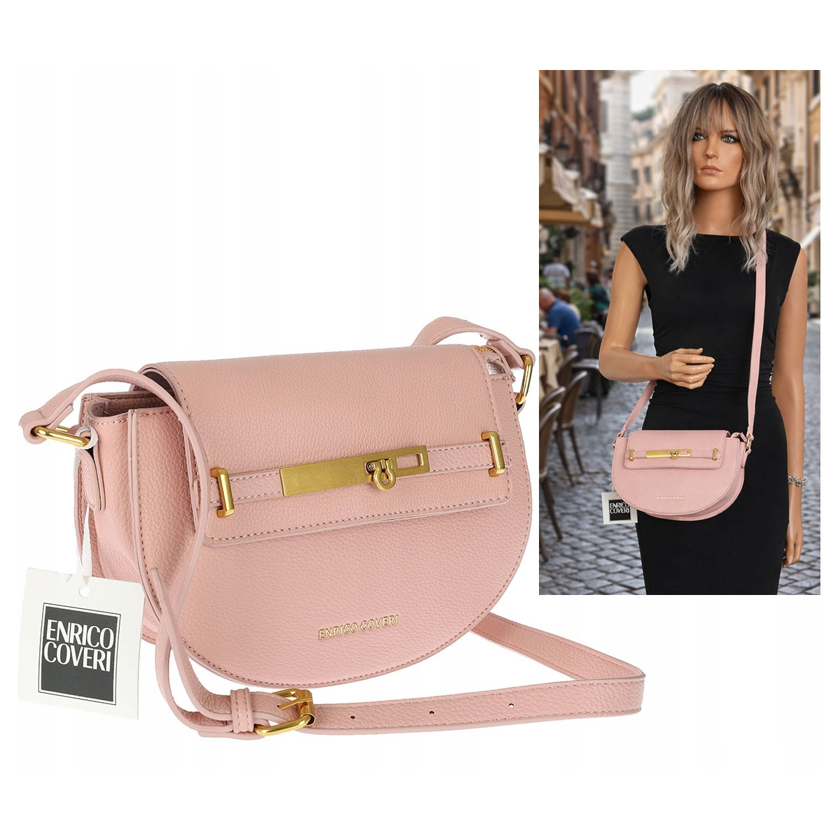 Torebka damska Pojemna Mała Listonoszka Miejska na Ramię EC3223 Różowa