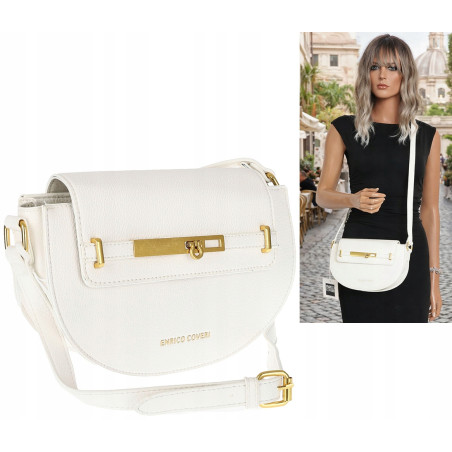 Torebka damska Pojemna Mała Modna Listonoszka Miejska na Ramię EC3223 Biała