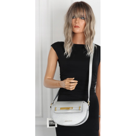 Torebka damska Pojemna Mała Listonoszka Miejska na Ramię EC3223 Srebrna