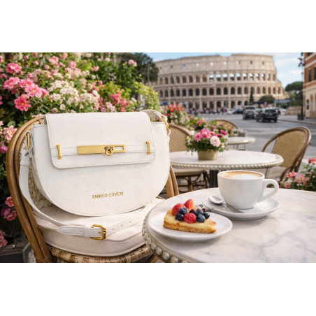 Torebka damska Pojemna Mała Modna Listonoszka Miejska na Ramię EC3223 Biała