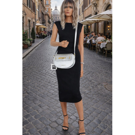 Torebka damska Pojemna Mała Listonoszka Miejska na Ramię EC3223 Srebrna