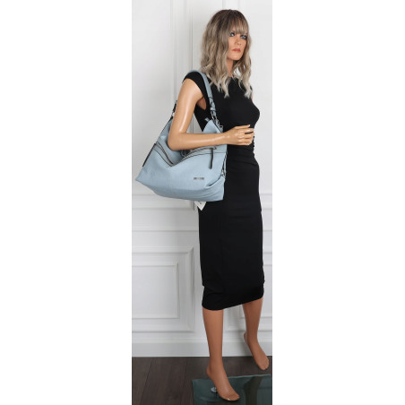 Torebka Damska Shopper WOREK Modna Listonoszka A4 Pojemna 4103 Niebieska